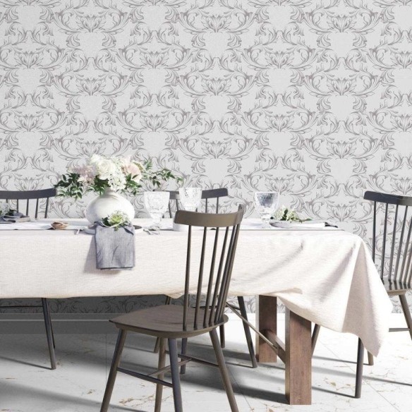 Papel de Parede Adesivo Arabesco Preto e Branco N04149