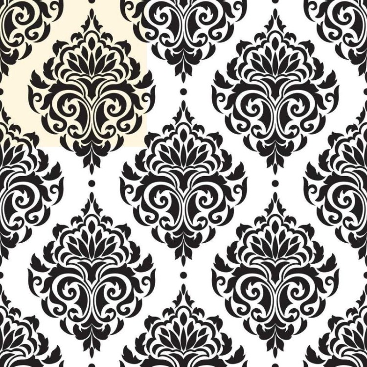 Papel de Parede Adesivo Arabesco Preto e Branco...