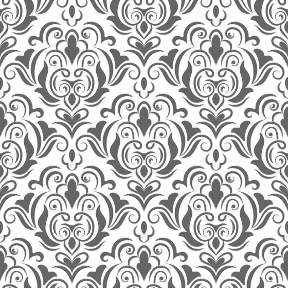 Papel de Parede Adesivo Arabesco Preto e Branco Retrô N04150