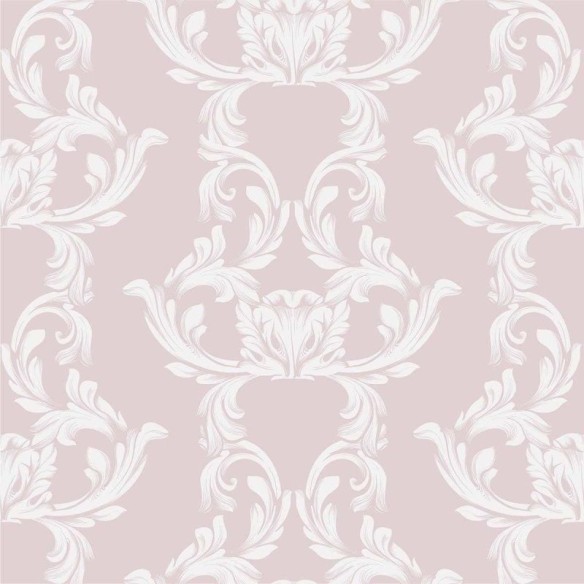 Papel de Parede Adesivo Arabesco Rosa e Branco N04148