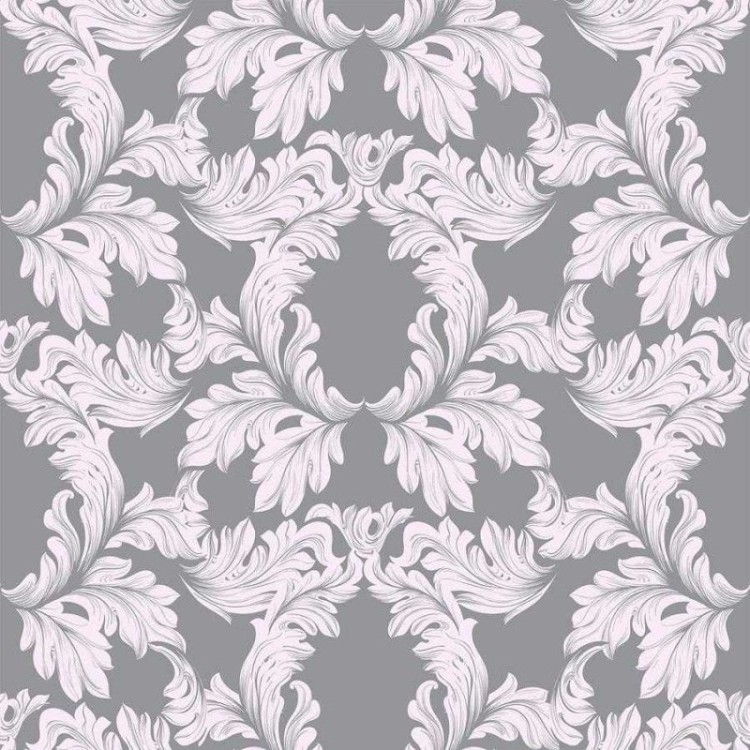 Papel de Parede Adesivo Arabesco Vintage Cinza...
