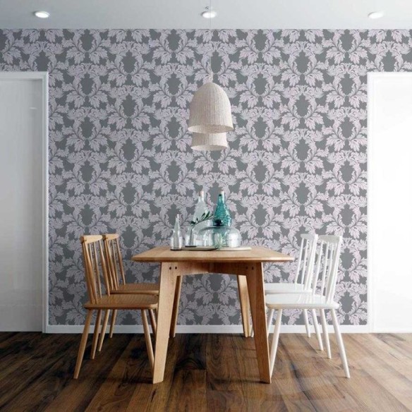 Papel de Parede Adesivo Arabesco Vintage Cinza N06183