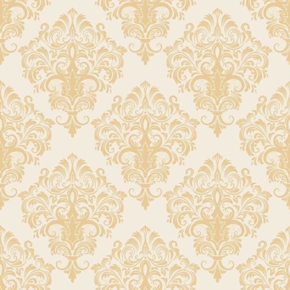 Papel de Parede Adesivo Arabescos em Amarelo e Branco N06101