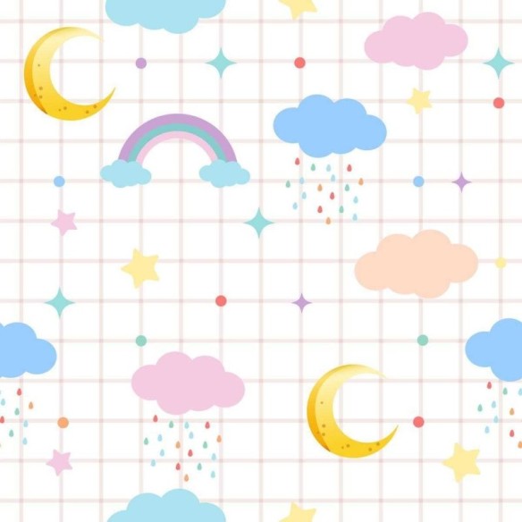 Papel de Parede Adesivo Arco-íris e Nuvens N04046