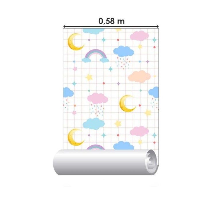 Papel de Parede Adesivo Arco-íris e Nuvens N04046