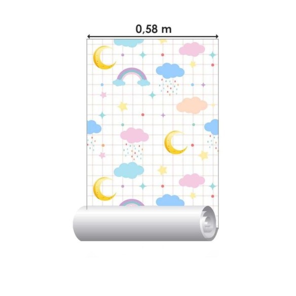 Papel de Parede Adesivo Arco-íris e Nuvens N04046