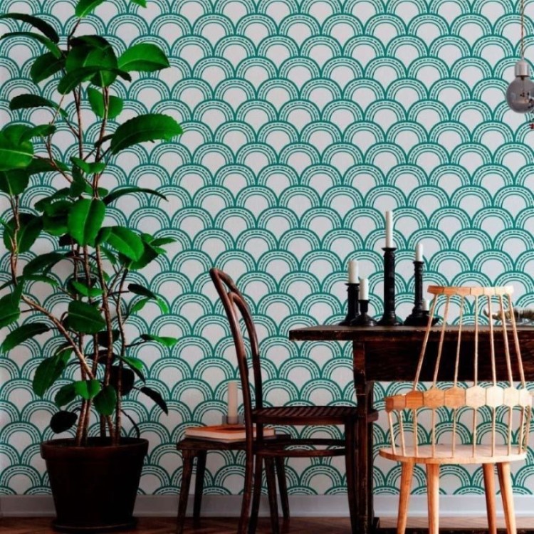 Papel de Parede Adesivo Arcos Ondas  N012098