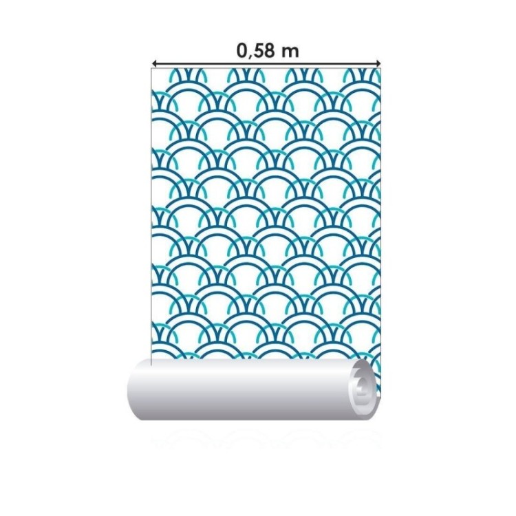 Papel de Parede Adesivo Arcos Ondas Azuis N012100
