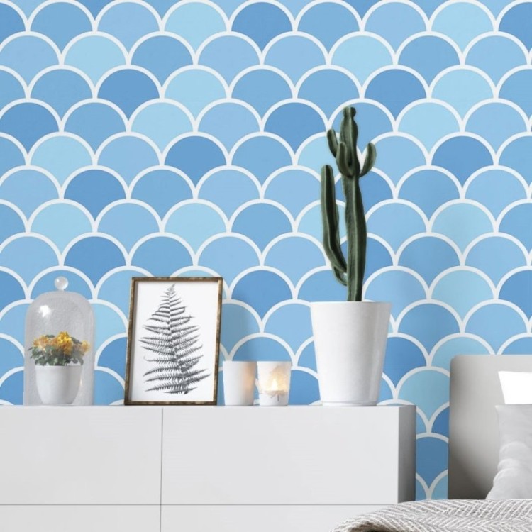 Papel de Parede Adesivo Arcos Sereia Azul N019075