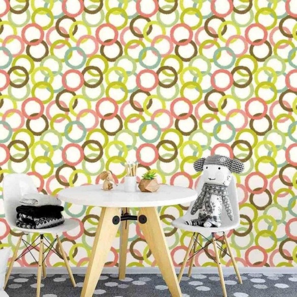 Papel de Parede Adesivo Argolas Coloridas Retrô 255453885