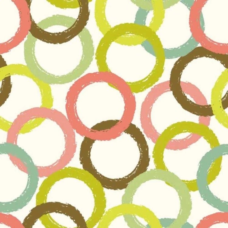 Papel de Parede Adesivo Argolas Coloridas Retrô...