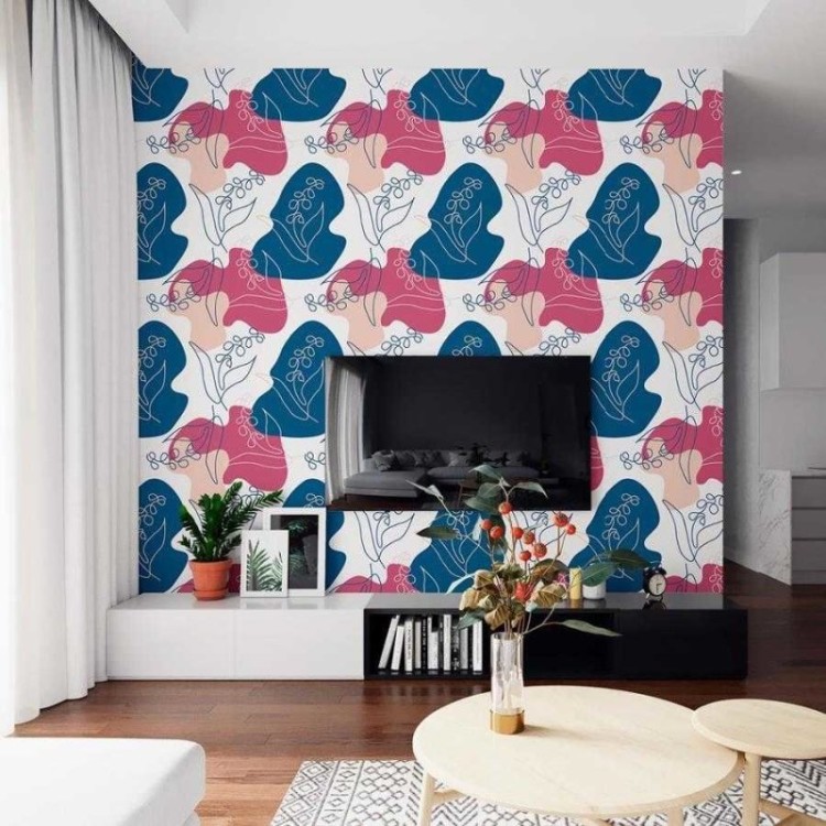 Papel de Parede Adesivo Artístico Flores em...
