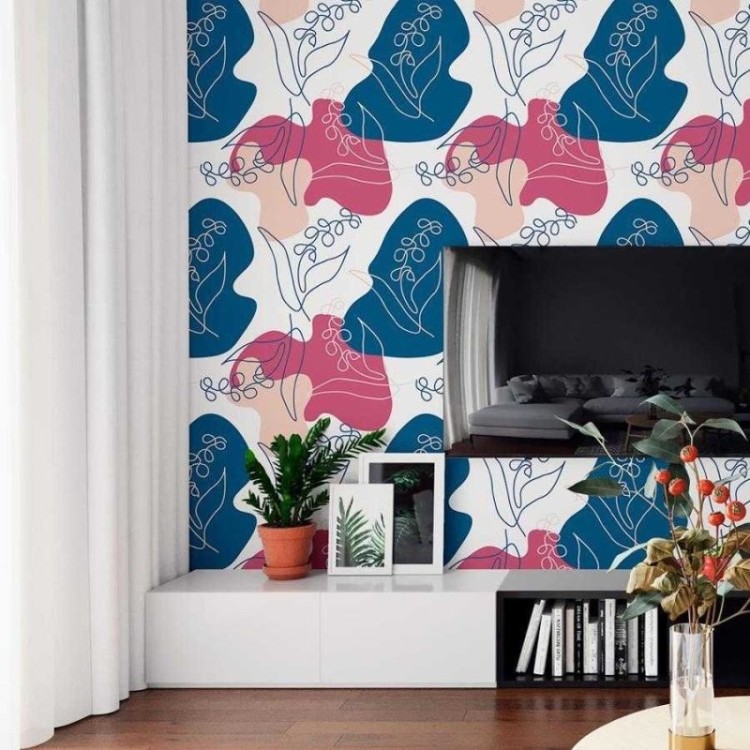 Papel de Parede Adesivo Artístico Flores em...