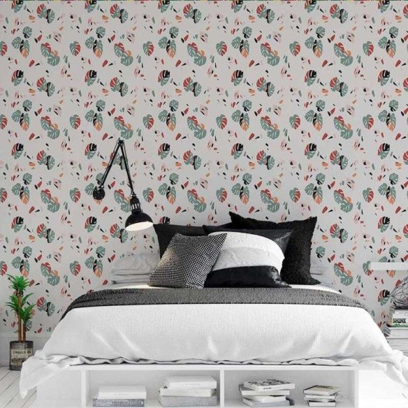Papel de Parede Adesivo Artístico Folhagem Colorido N05232