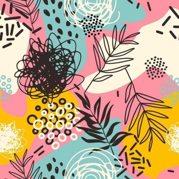 Papel de Parede Adesivo Artístico Tropical Colorido N06039