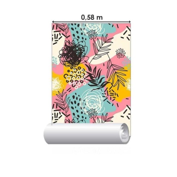 Papel de Parede Adesivo Artístico Tropical Colorido N06039