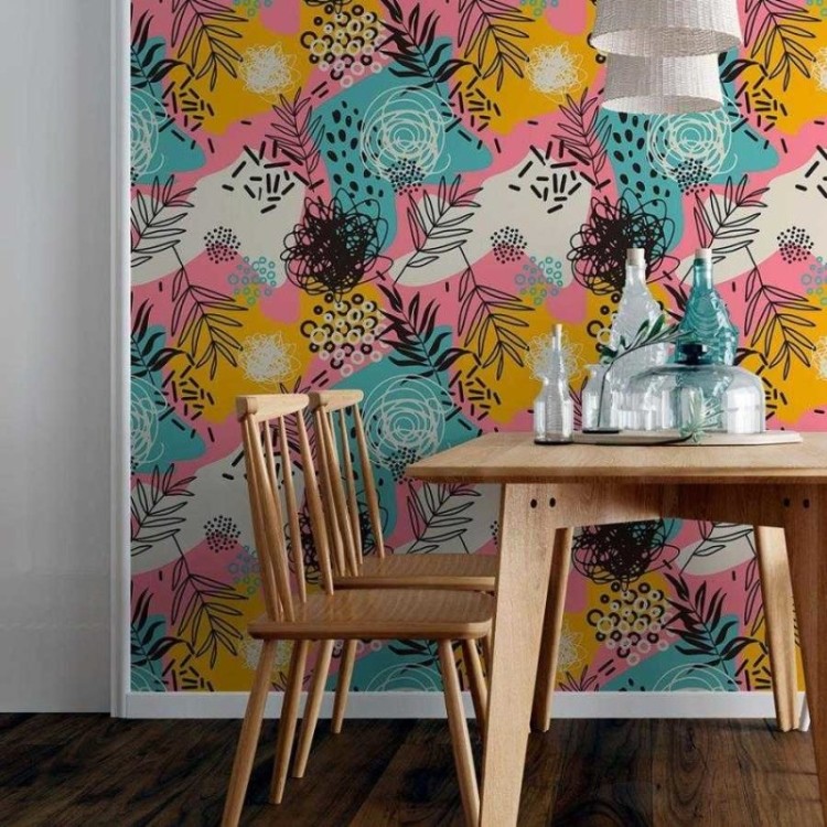 Papel de Parede Adesivo Artístico Tropical...
