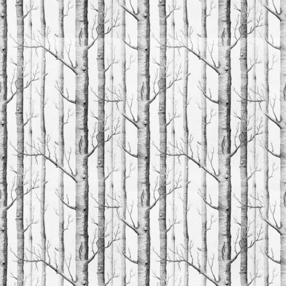 Papel de Parede Adesivo Árvores Preto e Branco N011022