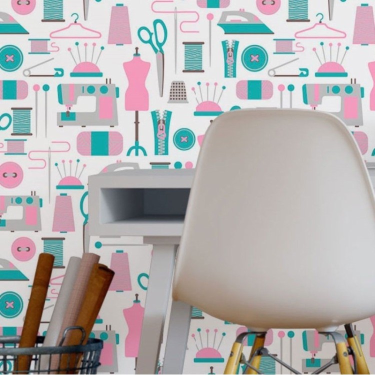 Papel de Parede Adesivo Ateliê de Costura N016052