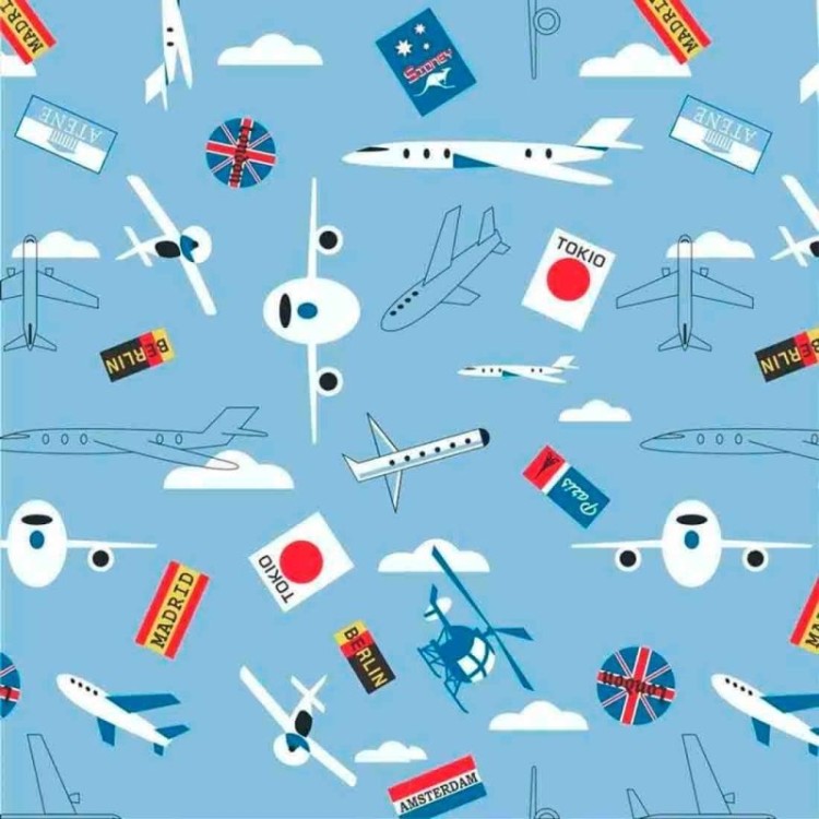 Papel de Parede Adesivo Avião Azul 350