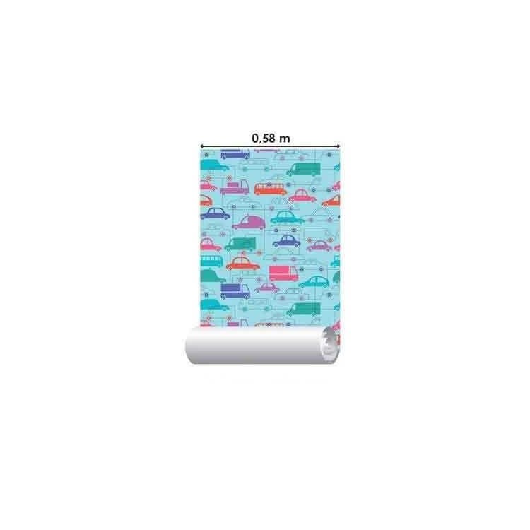 Papel de Parede Adesivo Azul Carros 351