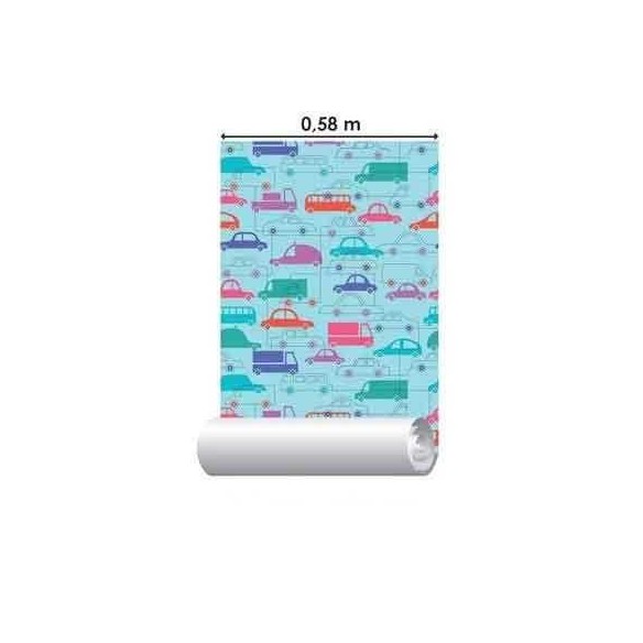 Papel de Parede Adesivo Azul Carros 351