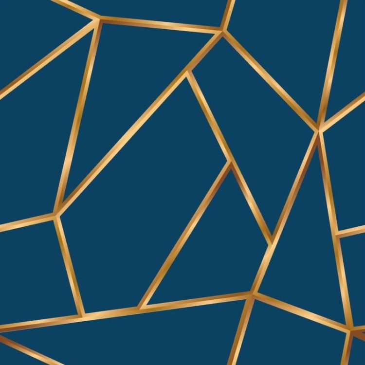 Papel de Parede Adesivo Azul e Dourado N09105