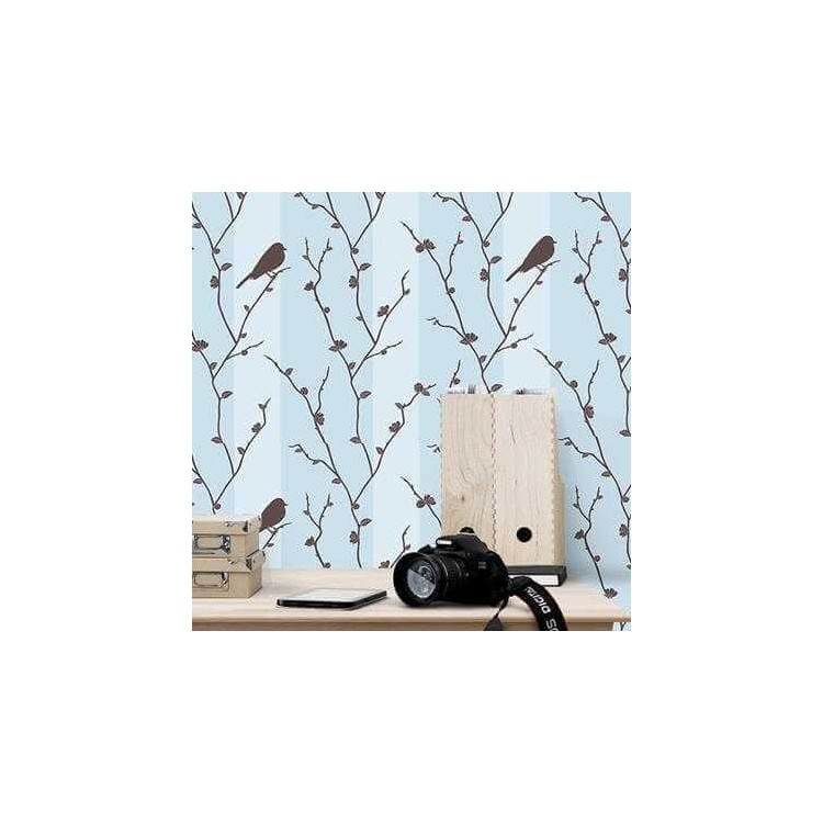 Papel de Parede Adesivo Azul Passaros 101474812