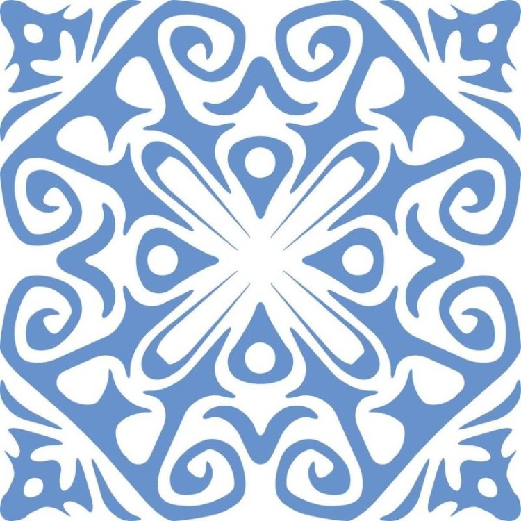 Papel de Parede Adesivo Azulejo Abstrato Azul e...