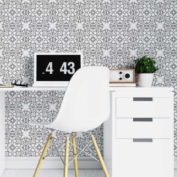 Papel de Parede Adesivo Azulejo Abstrato Cinza e Branco N07113