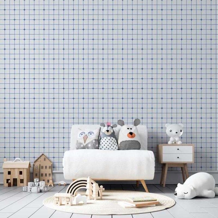Papel de Parede Adesivo Azulejo Azul e Branco...