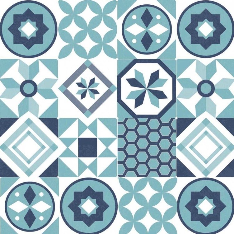 Papel de Parede Adesivo Azulejo Azul N03025