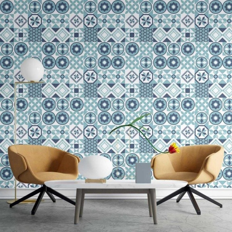Papel de Parede Adesivo Azulejo Azul N03025