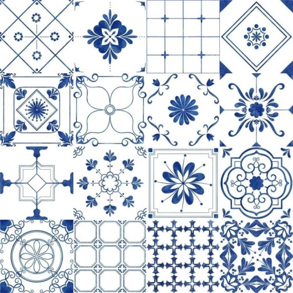 Papel de Parede Adesivo Azulejo Azul N03028