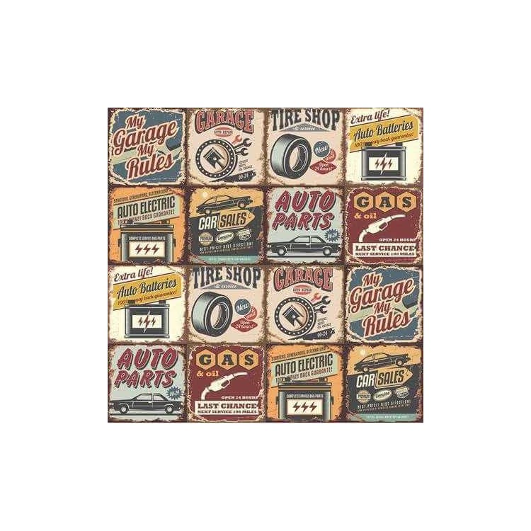PAPEL DE PAREDE ADESIVO AZULEJO CARRO MECÂNICO...