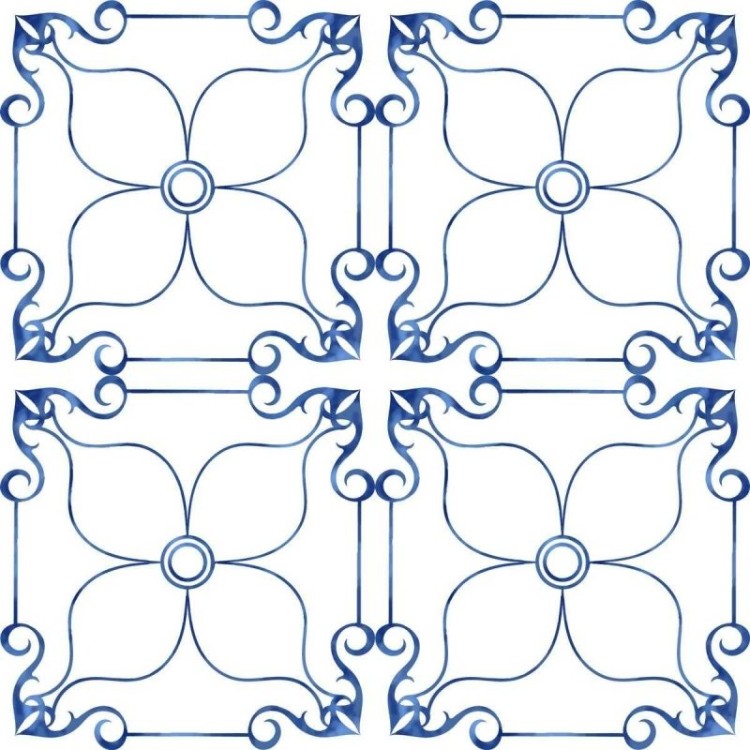 Papel de Parede Adesivo Azulejo Clássico Azul...