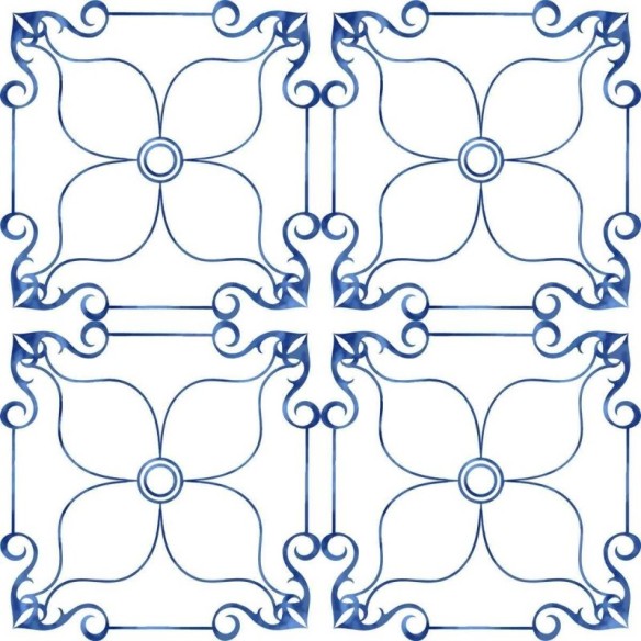 Papel de Parede Adesivo Azulejo Clássico Azul N05218