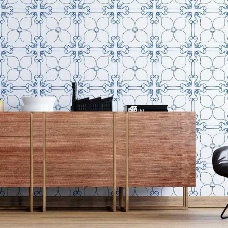 Papel de Parede Adesivo Azulejo Clássico Azul...