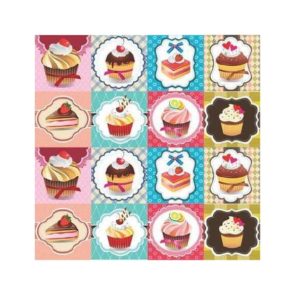 PAPEL DE PAREDE ADESIVO AZULEJO CUPCAKE COLORIDO L130