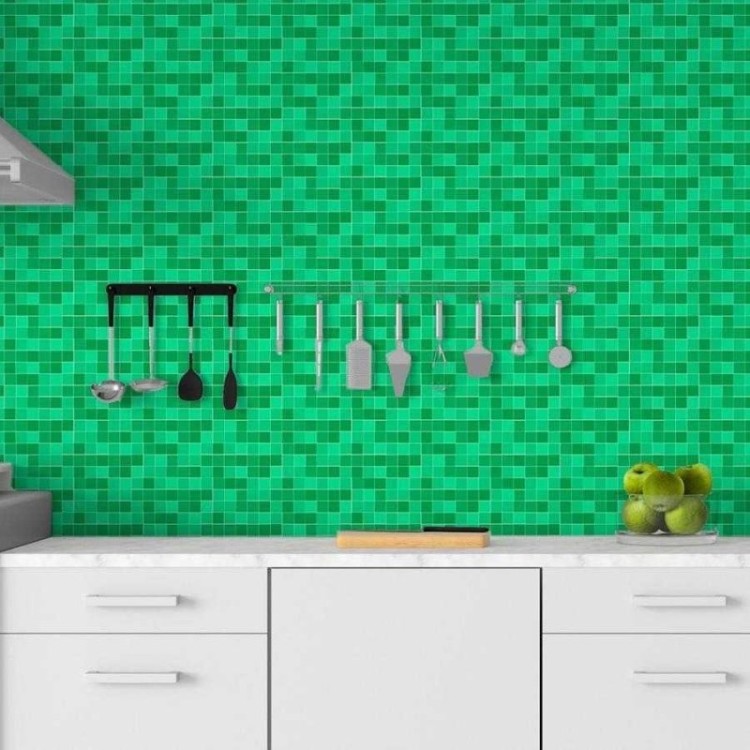 Papel de Parede Adesivo Lavável Decoração Pastilhas Azulejo Para Cozinha Bege  Xadrez 3D - Pro Decor
