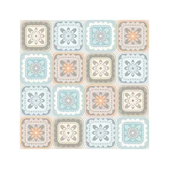 PAPEL DE PAREDE ADESIVO AZULEJO FLORAL GEOMÉTRICO 129684101