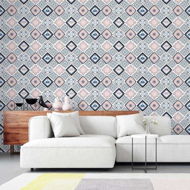 Papel de Parede Adesivo Azulejo Floral N02040