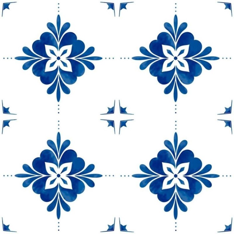 Papel de Parede Adesivo Azulejo Floral Vintage...