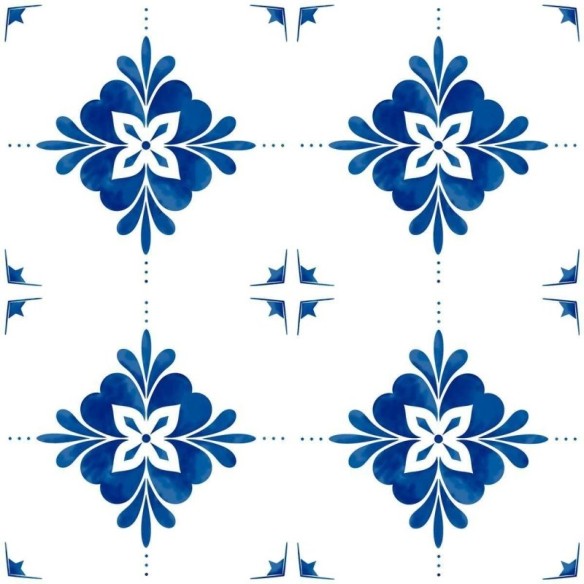 Papel de Parede Adesivo Azulejo Floral Vintage N05221