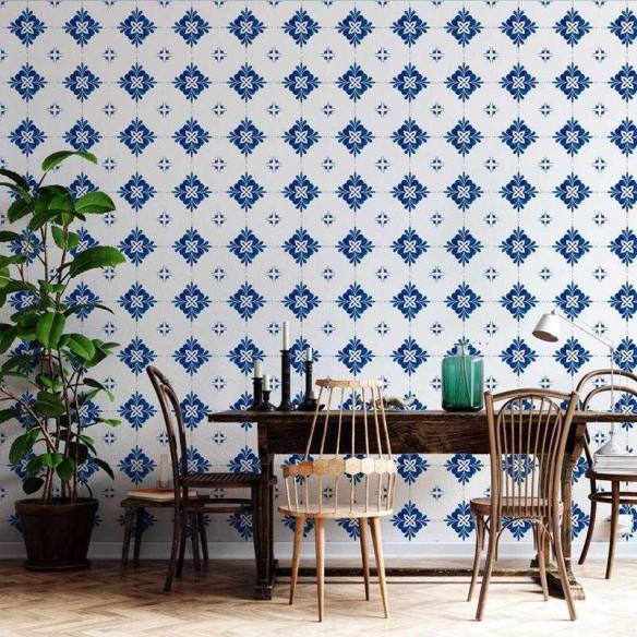 Papel de Parede Adesivo Azulejo Floral Vintage N05221