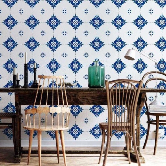 Papel de Parede Adesivo Azulejo Floral Vintage N05221
