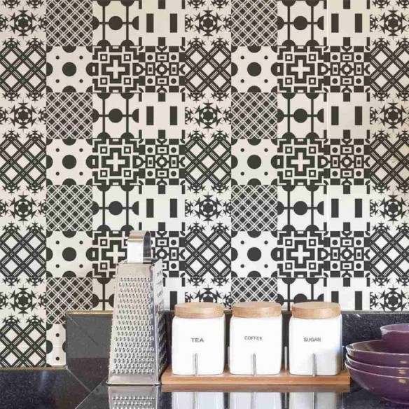 PAPEL DE PAREDE ADESIVO AZULEJO GEOMÉTRICO 25452155