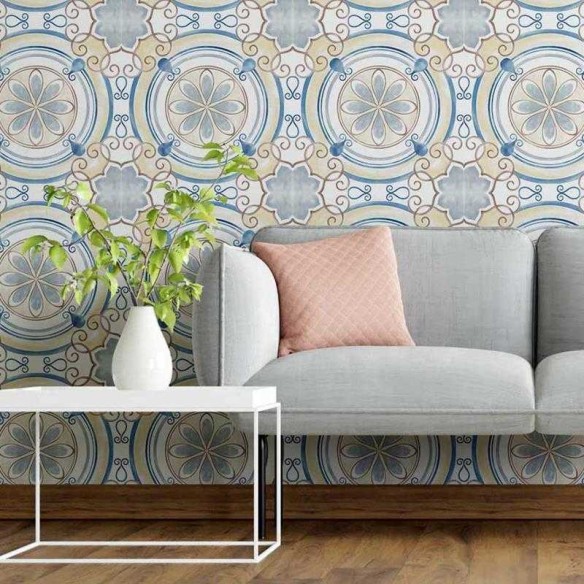 Papel de Parede Adesivo Azulejo Pintado à Mão N05211
