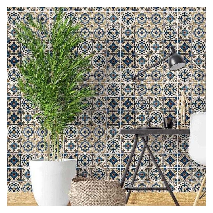 Papel de Parede Adesivo Azulejo Português...