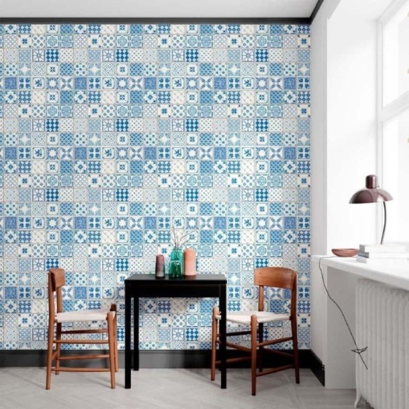Papel de Parede Adesivo Azulejo Português Azul N012122